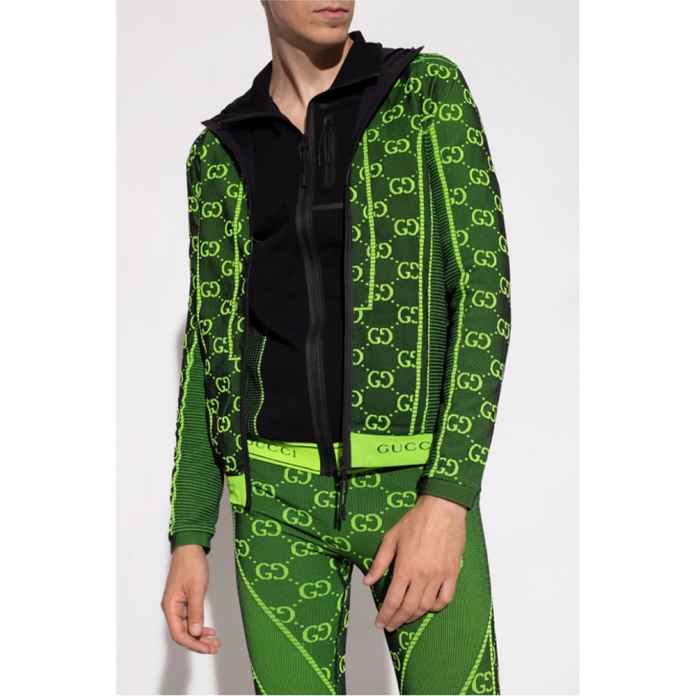 Gucci Green and Black Logo Jacket
